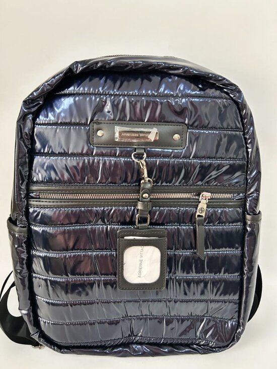 adrienne vittadini quilted backpack with laptop sleeve charcoal grey large work & travel | padded pocket, lightweight, water resistant or everyday use Travel Backpack Adrienne Vittadini Studio